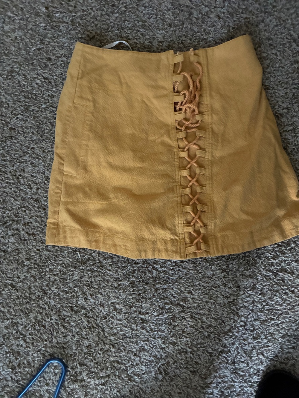 Free People Mustard Lace-Up Mini Skirt